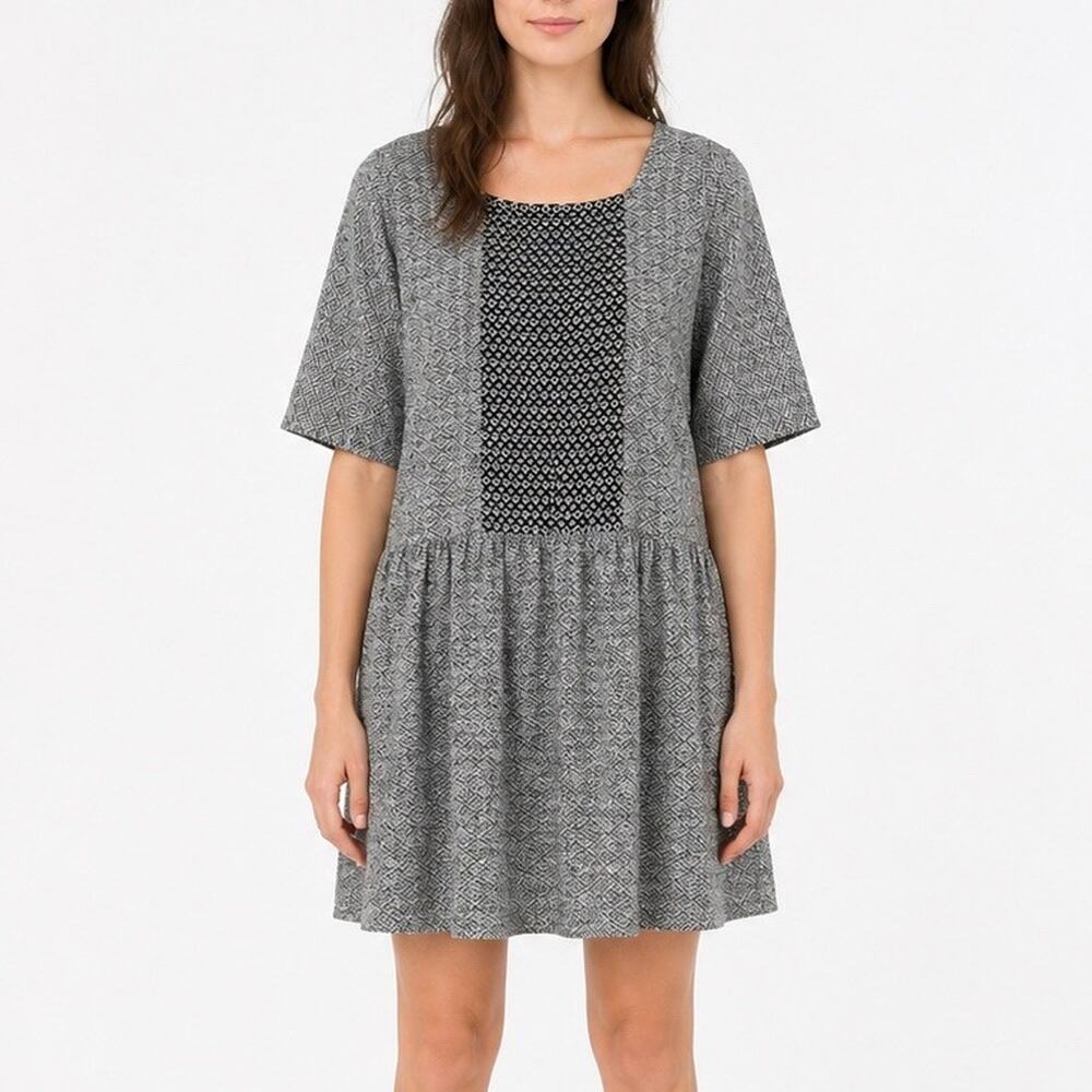 Ace & Jig Textured Cotton Mini Dress Medium Black White Artisan